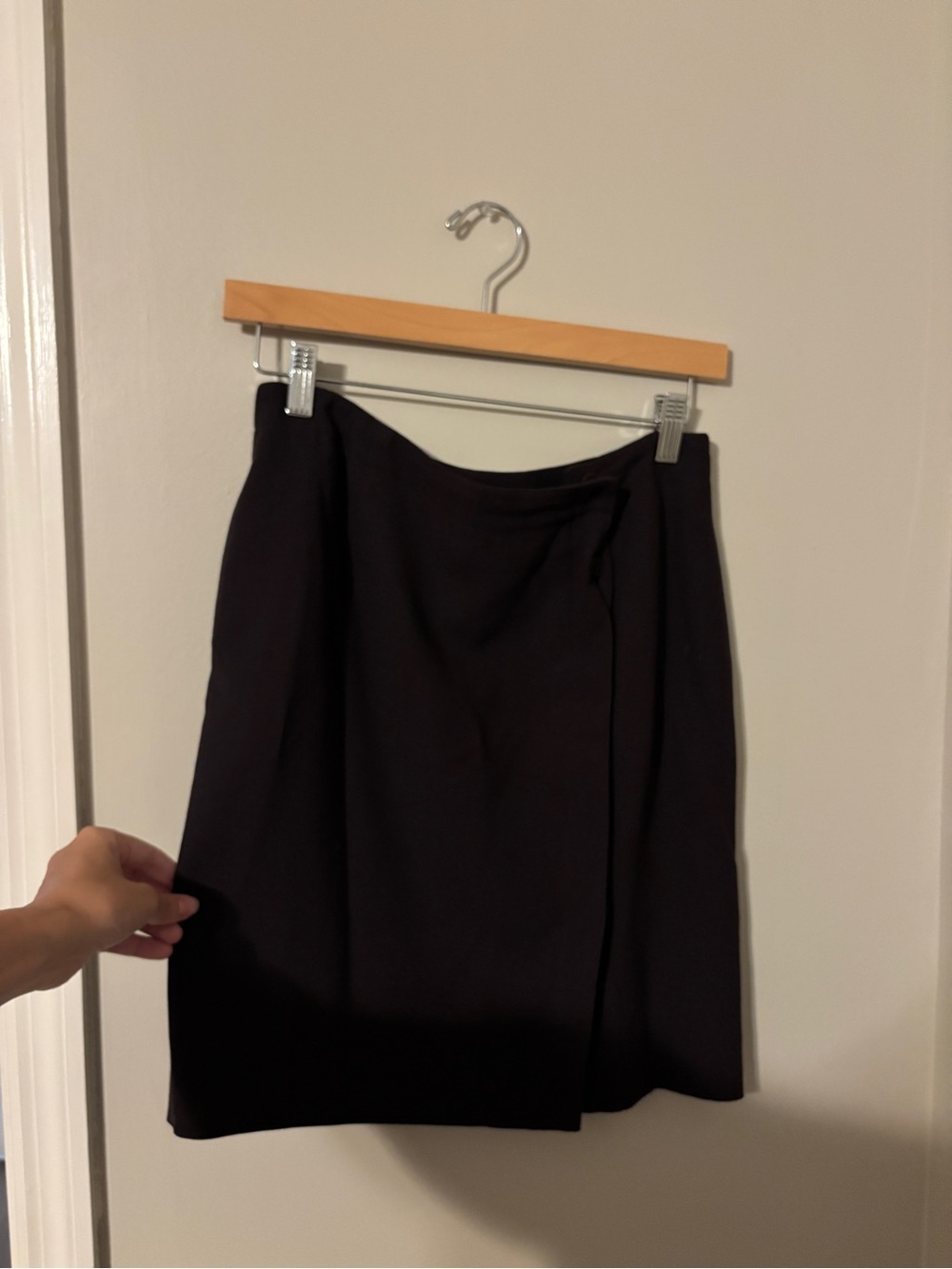 Vintage Calvin Klein Collection Dark Brown Asymmetrical Wrap Skirt - Size 8